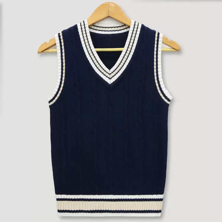 日系学院风JK制服V领针织麻花背心校服毛衣马甲男女情侣学生装