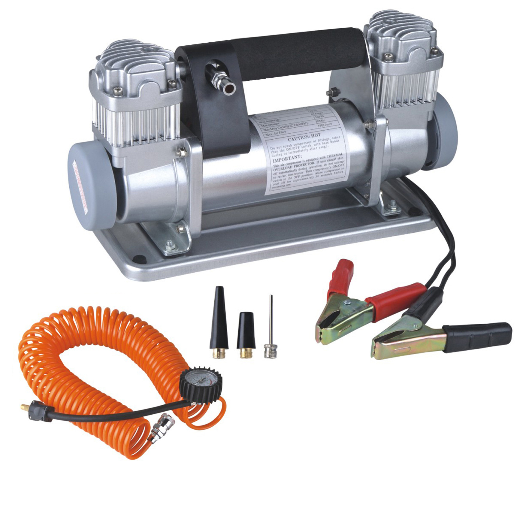 供应12V电动充气泵车载打气泵轮胎打气泵双缸大功率气泵越野专用