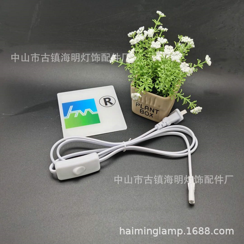 t5灯管电源线一体化电源线带开关 中式两扁插带开关 t5中规电源线