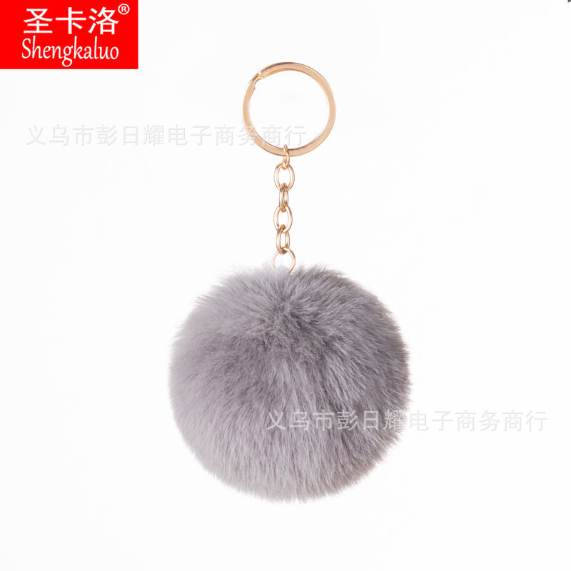 Elemento verde colgante cuerda llavero de peluche de piel artificial bolsa de lana corta colgante damas colgando bolsa accesorios al por mayor