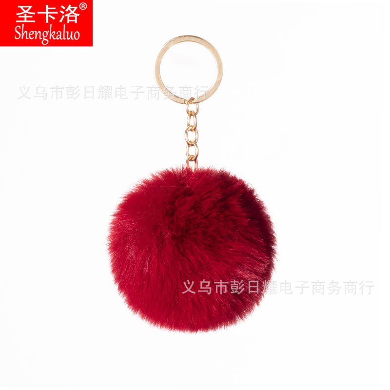 Elemento verde colgante cuerda llavero de peluche de piel artificial bolsa de lana corta colgante damas colgando bolsa accesorios al por mayor
