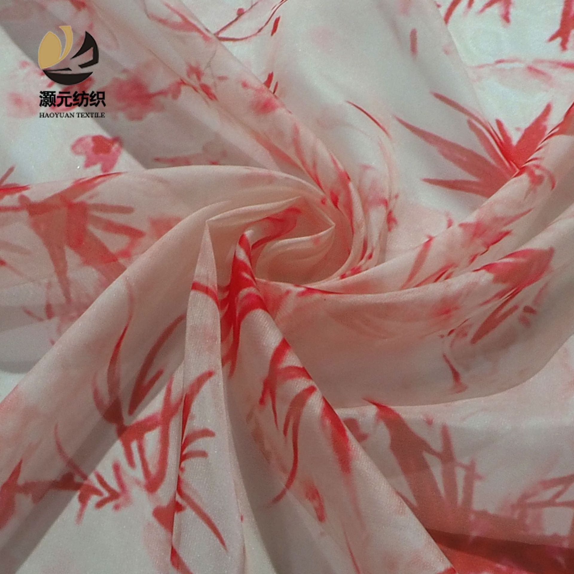 Fabricantes de venta de bajo precio 30D chiffon hoja de bambú impresión digital tela de moda retro nueva tela de estilo chino