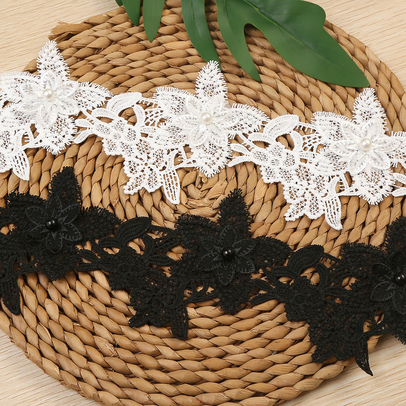 现货经典款牛奶丝花边 百搭钉珠花边 宽10CM 花边服装辅料