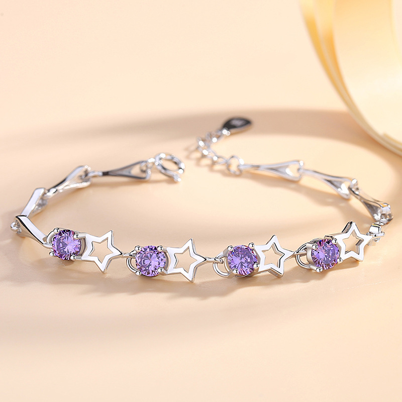 S925 plata esterlina estrella pulsera Hada estilo simple estrella pulsera japonesa y coreana incrustaciones ZIRCON pulsera mujer moda Accesorios