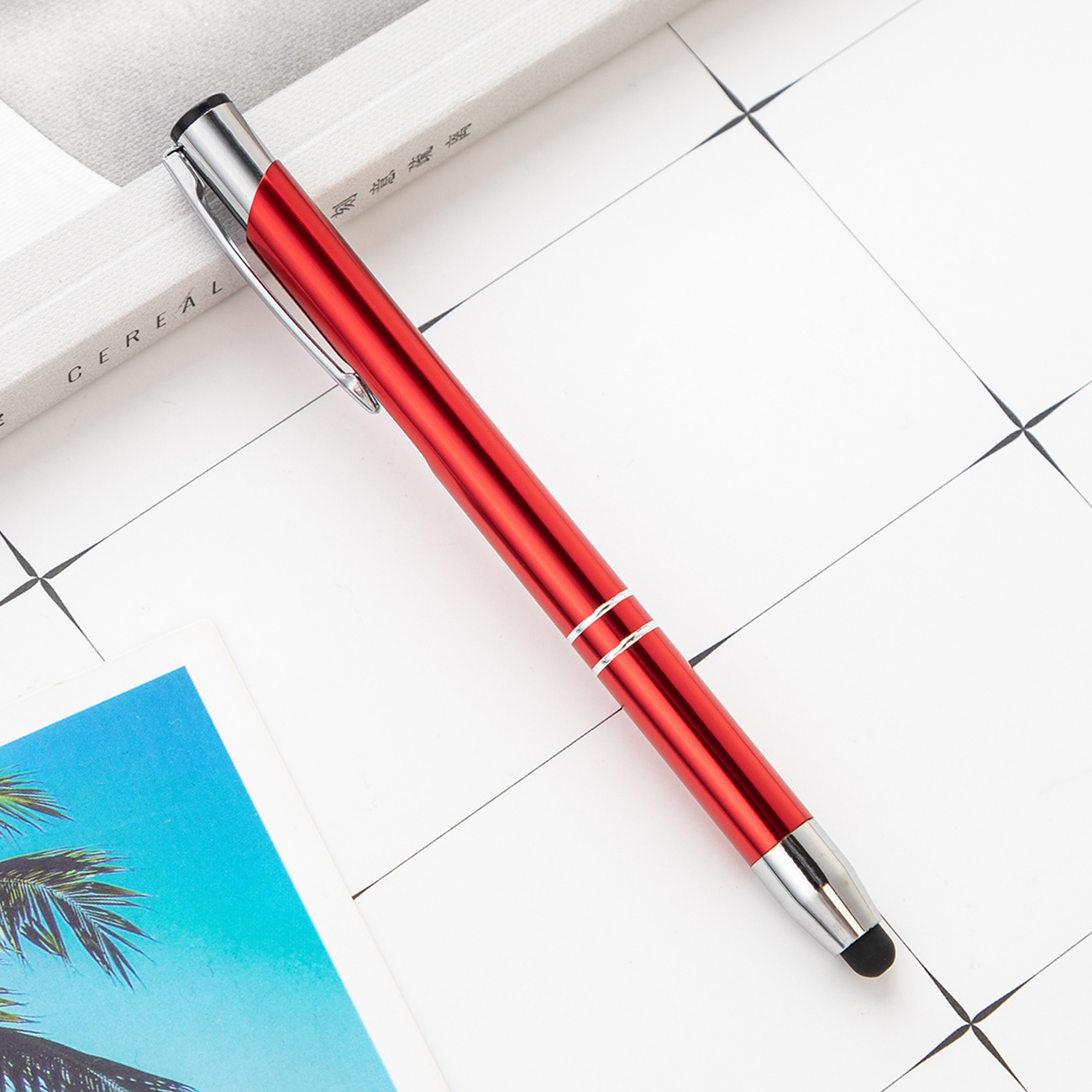 Nueva pantalla táctil Multi-color metal bolígrafo varilla de aluminio pluma táctil pluma publicidad pluma Impresión logotipo fuente de fábrica