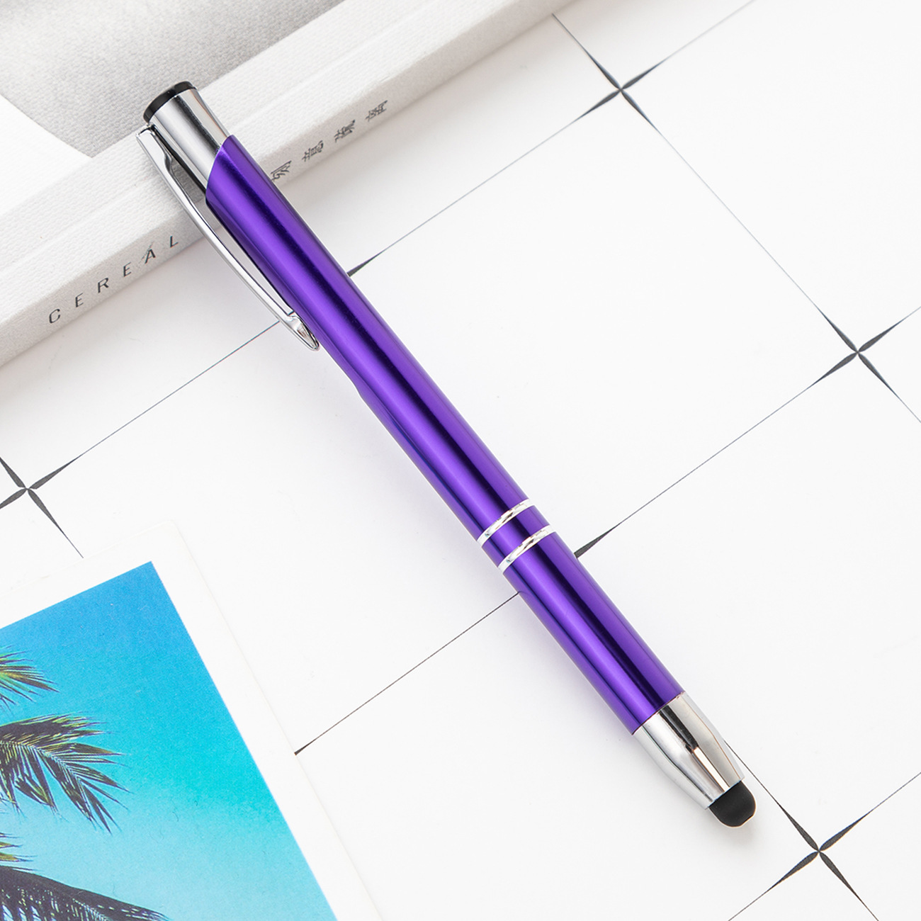 Nueva pantalla táctil Multi-color metal bolígrafo varilla de aluminio pluma táctil pluma publicidad pluma Impresión logotipo fuente de fábrica