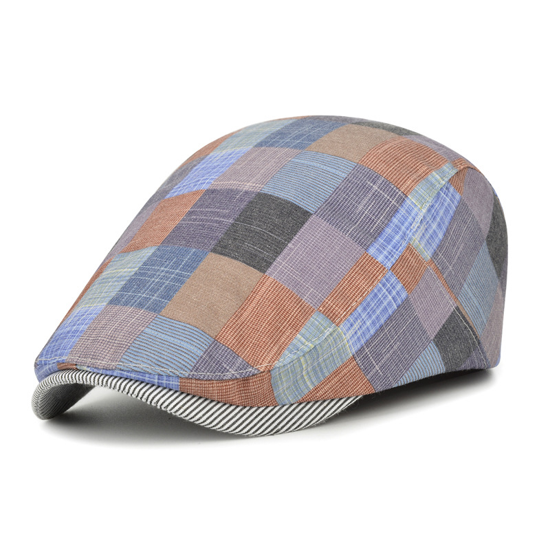 New Spring/Summer Korean Fashion Color Grid Beret Women's Casual Versatile Sunshade Forward Duck Tongue Hat_voghion.com