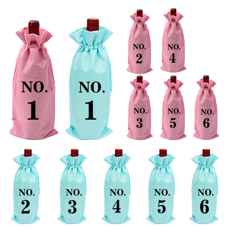 1-10个套装酒瓶袋多色香槟酒袋防尘麻布盲品红酒袋黄麻酒袋