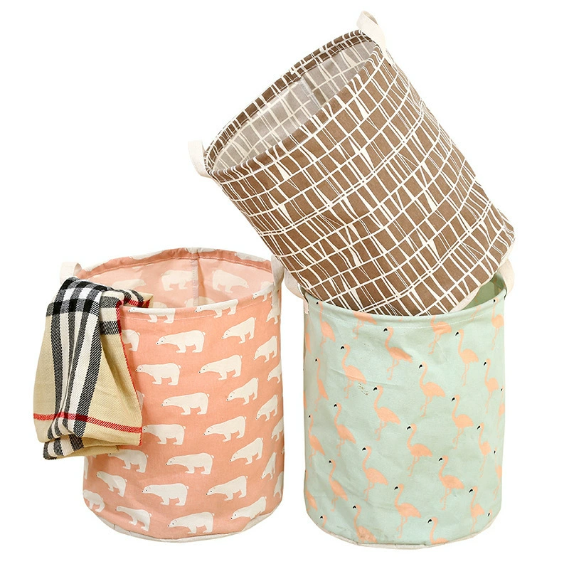 Laundry Basket, Cotton & Linen Foldable Waterproof Bin, Modern 35×43 cm, Patterned Storage