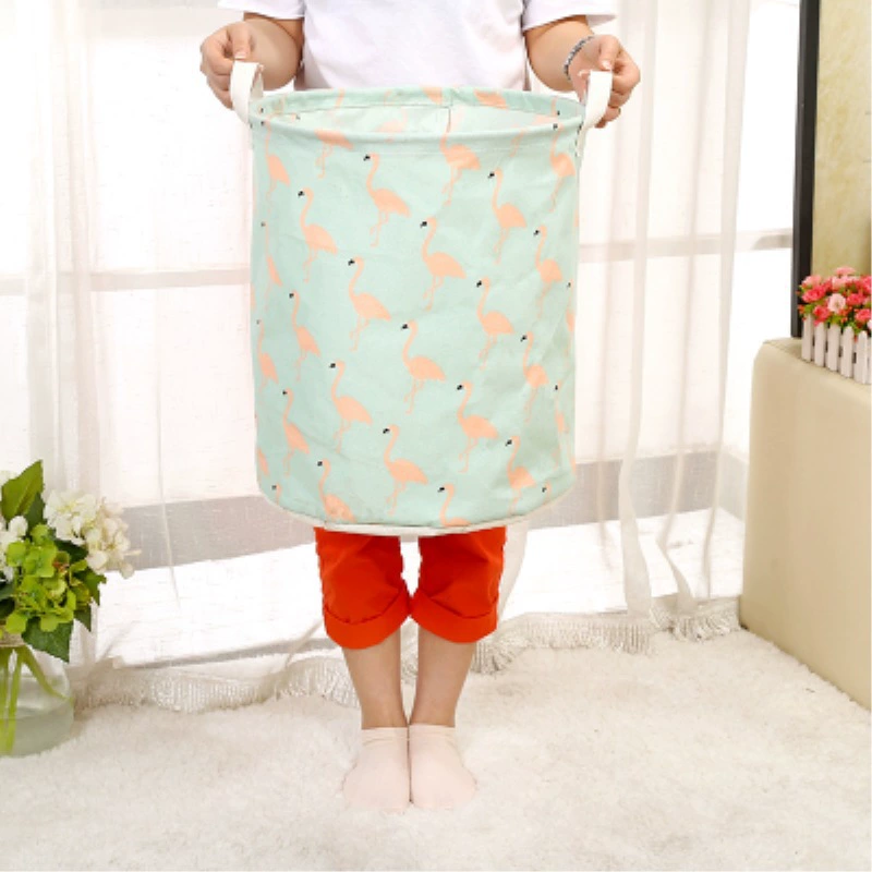 Laundry Basket, Cotton & Linen Foldable Waterproof Bin, Modern 35×43 cm, Patterned Storage