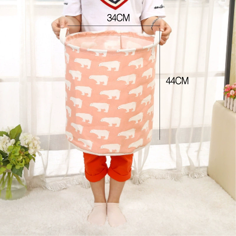 Laundry Basket, Cotton & Linen Foldable Waterproof Bin, Modern 35×43 cm, Patterned Storage