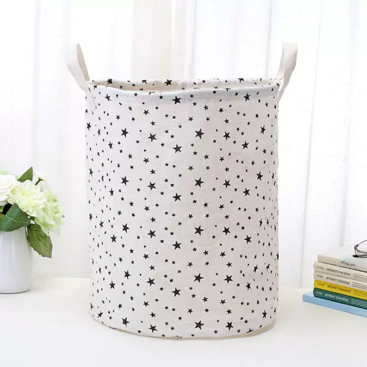 Laundry Basket, Cotton & Linen Foldable Waterproof Bin, Modern 35×43 cm, Patterned Storage