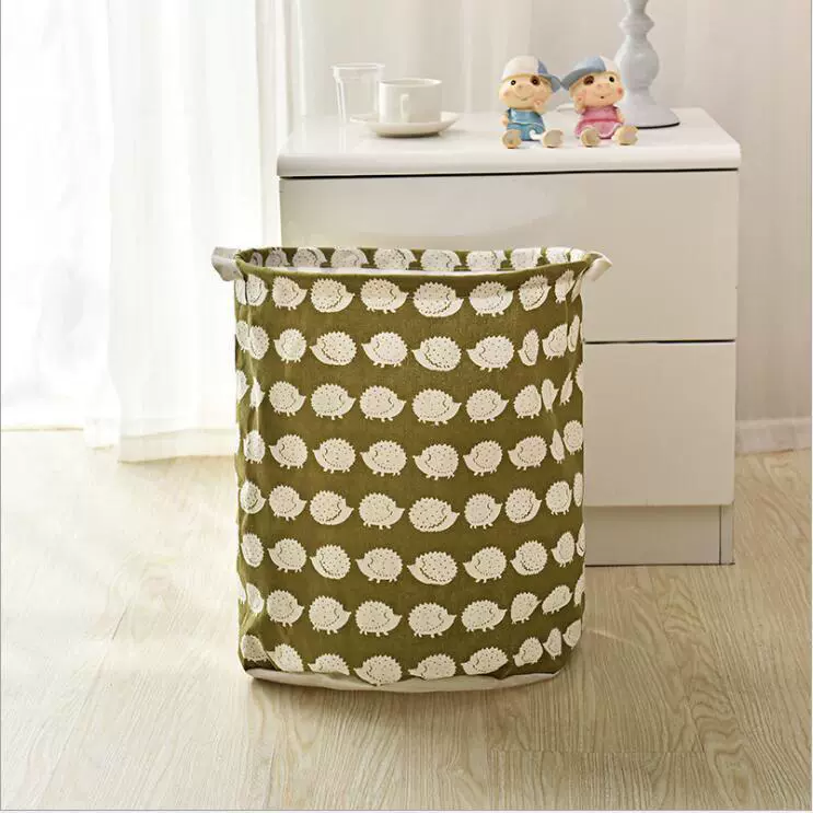 Laundry Basket, Cotton & Linen Foldable Waterproof Bin, Modern 35×43 cm, Patterned Storage