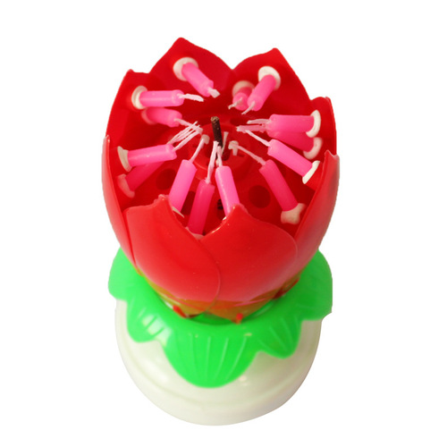 Amazon 14 Lotus Music Candles, Double Layer Flat Singing Rotating Birthday Cake Candles Wholesale