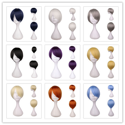 cosplay wig multi-color Universal face short hair MSN black and white short hair bobo headgear factory direct wig