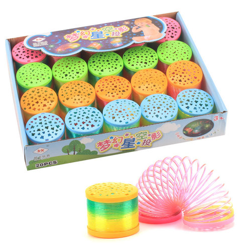 Magic starry sky projection rainbow circle stacking circle glowing rainbow circle children's street stall hot selling plastic spring toy