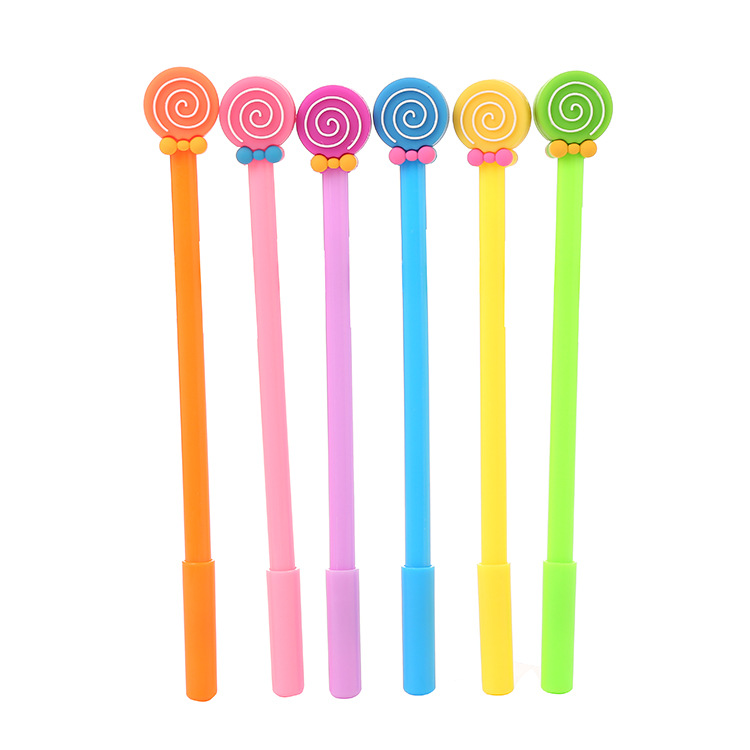 Nuevo color caramelo lollipop pluma de gel de aprendizaje creativo papelería oficina firma pluma linda pluma de dibujos animados a base de agua