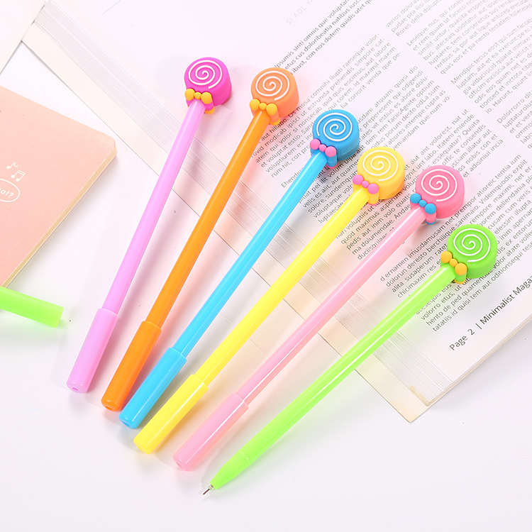 Nuevo color caramelo lollipop pluma de gel de aprendizaje creativo papelería oficina firma pluma linda pluma de dibujos animados a base de agua