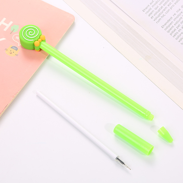 Nuevo color caramelo lollipop pluma de gel de aprendizaje creativo papelería oficina firma pluma linda pluma de dibujos animados a base de agua