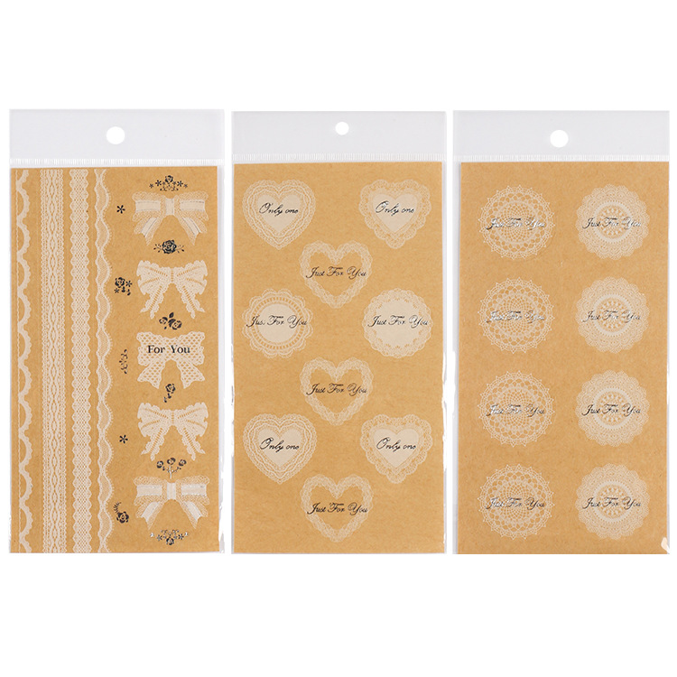 Fresco artístico sellado dorado pegatinas DIY diario decorativo encaje cinta pegatinas