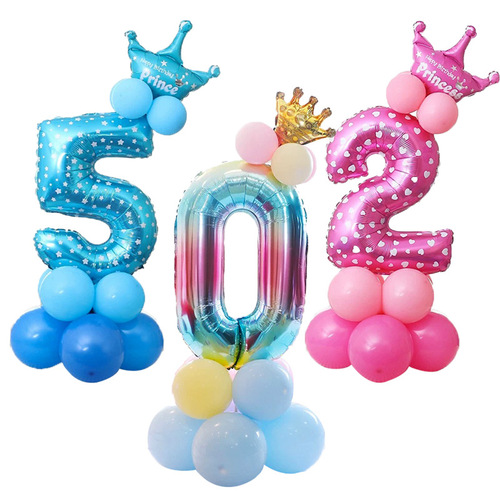 32-inch digital column balloon decoration, one-year-old baby digital road guide balloon set wholesale