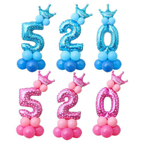 32-inch digital column balloon decoration, one-year-old baby digital road guide balloon set wholesale