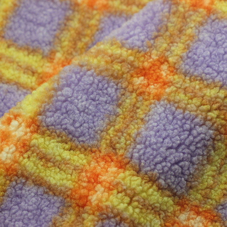 阿尔泰迪绒面料全涤针织纬编格子印花蚂蚁羊羔绒泰迪绒阿尔泰绒布