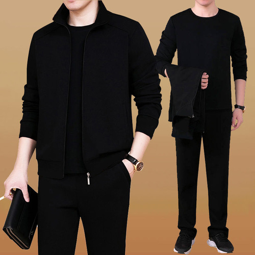Middle-aged and elderly sports suits men's plus size dad clothes spring and autumn middle-aged casual sweatshirts and sportswear two-piece set