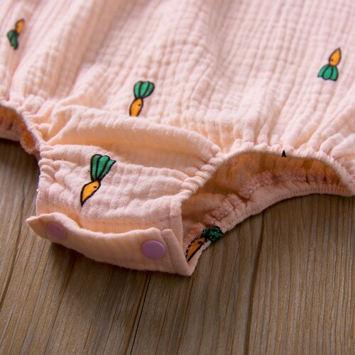 H1208# Summer Infant and Toddler Hairy Ins Europe and America Pleated One-Piece Climbing Suit Printed Cartoon Pattern Baby Hairy 