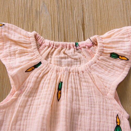 H1208# Summer Infant and Toddler Hairy Ins Europe and America Pleated One-Piece Climbing Suit Printed Cartoon Pattern Baby Hairy 