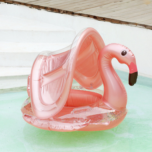 Supply ins inflatable sequined unicorn firebird seat with awning, children's swimming ring seat