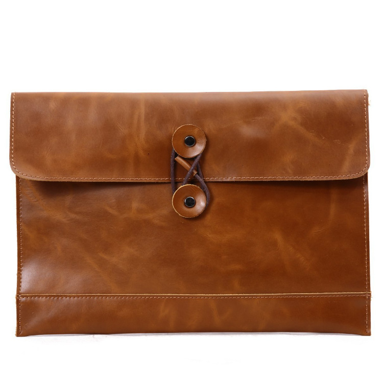 Business A4 leather file bag hand manager envelope file folder tablet computer bag