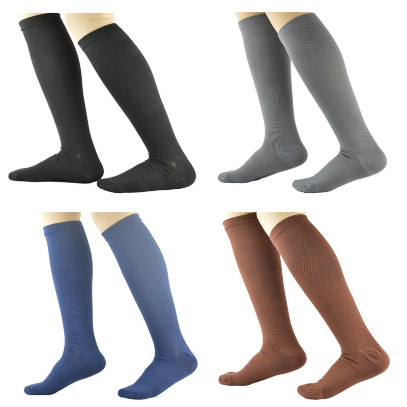 Hot-Selling Foreign Trade Mid-Calf Copper Fiber Sports Compression Socks, Anti-Fatigue Pressure Socks, Elastic Calf Sleeves
