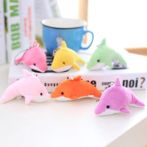 8CM cute little dolphin doll plush toy dolphin bag keychain mobile phone pendant bouquet wedding gift