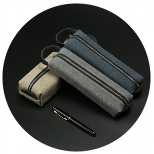 Korean Simple Pencil Case for Male and Female Junior High School Students and Primary School Students Stationery Box Creative Large Capacity Retro Canvas Pencil Case
