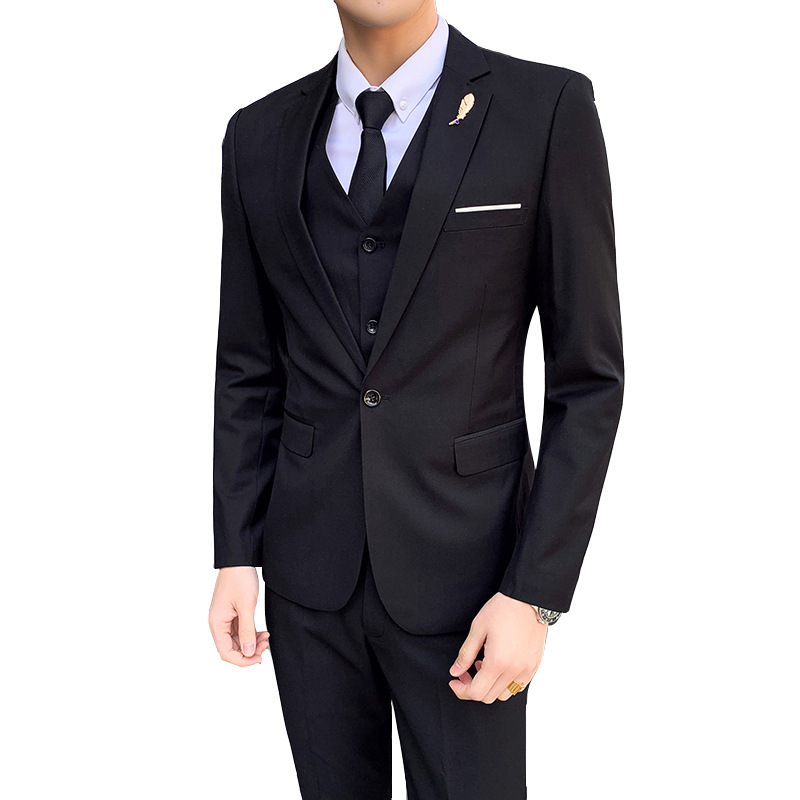 Business Suit Two-Piece Set Men's Two-Piece Set Korean Slim-Fit Formal Dress Groom Wedding Dress Professional Suit