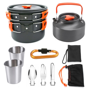 Outdoor Products Amazon Hot Selling Outdoor Set Pot 2-3 People Camping Cookware suit Portable Camping Teapot Pot