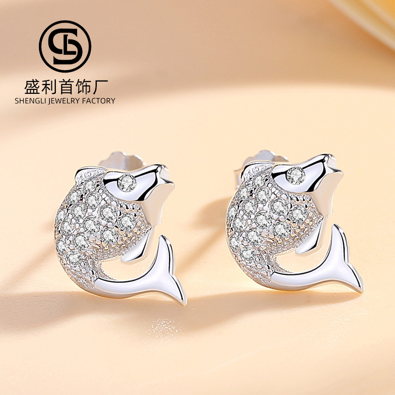 Nueva moda red océano rojo estilo pendientes estudiante lindo temperamento pendientes de plata esterlina 925 delfín pendientes de las mujeres simples 2023