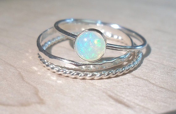 Oval Cz Engagement Ring And Stackable Ring Set In Sterling Silver_voghion.com