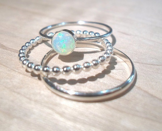 Oval Cz Engagement Ring And Stackable Ring Set In Sterling Silver_voghion.com