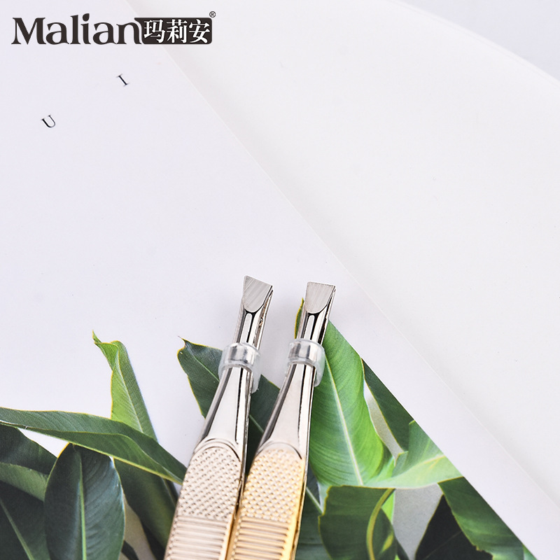Marian clip de ceja de oro de acero inoxidable clip de ceja oblicua individual en caja C1 ceja trimmer removedor de pelo pinzas clip