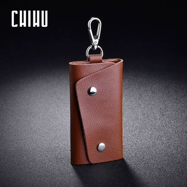 Factory Wholesale Men's and Women's Korean Style New Key Pouches, Leather Waist-Hanging Household Key Pouches, Practical Keychains