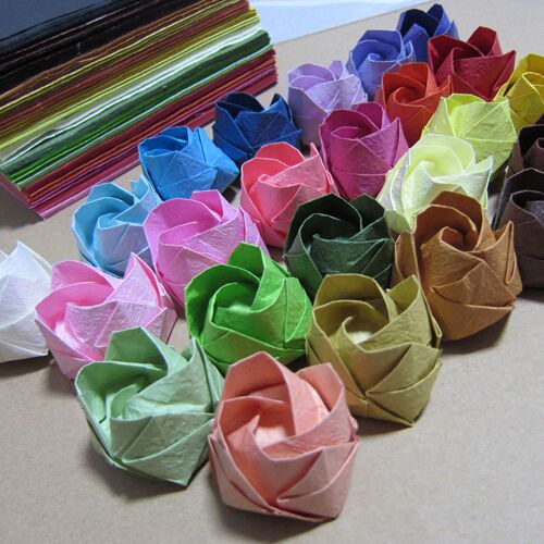 Wholesale creased rose origami, creased handmade paper flowers, hand-kneaded paper crepe paper 15cm 100 sheets