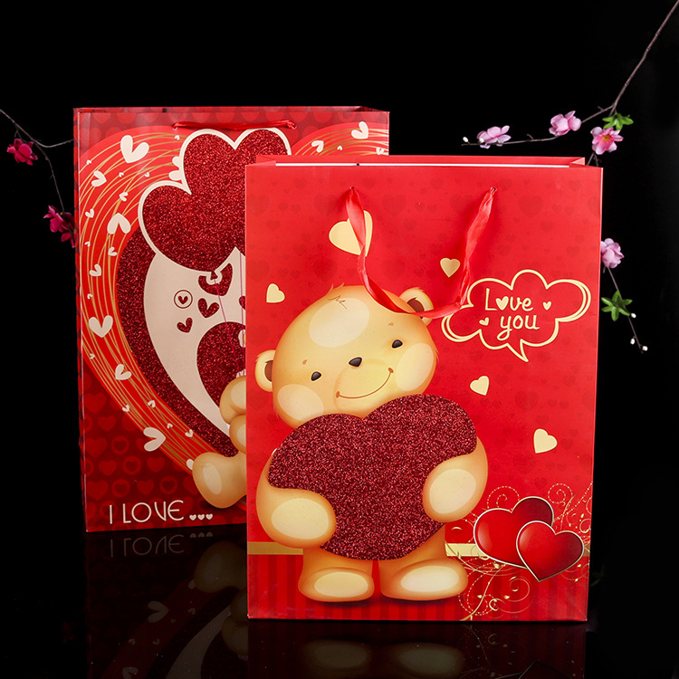 现货礼品包装袋手提袋糖果纸袋礼品伴手礼袋春节过年礼物粉大袋子