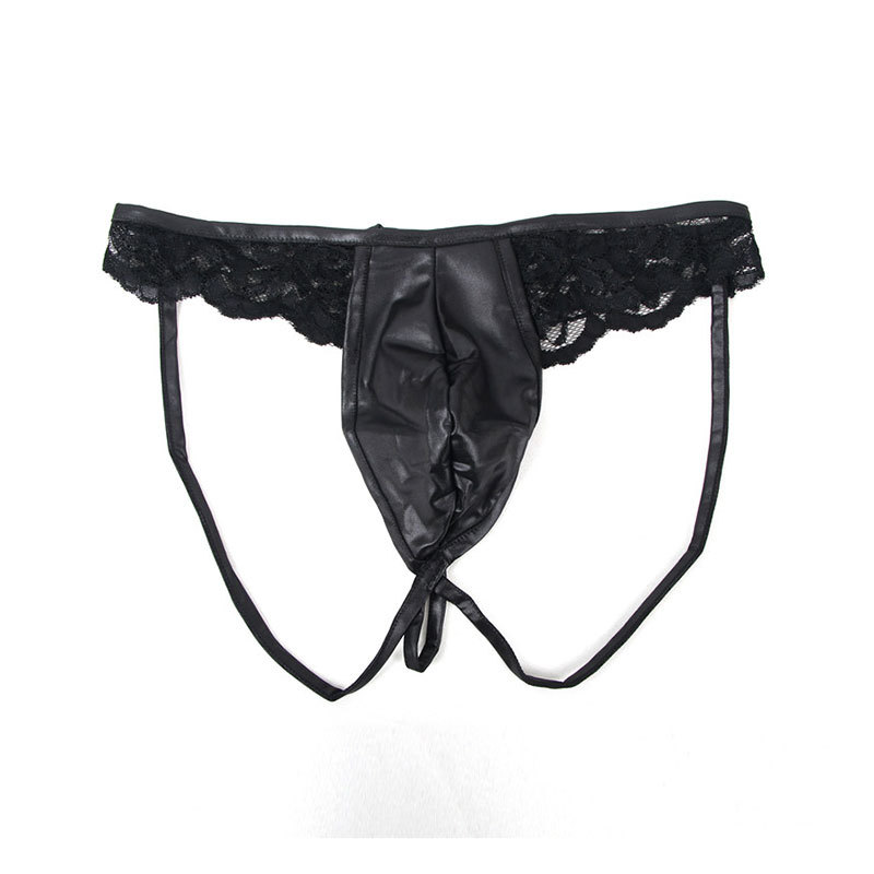 Venta directa de estilo explosivo único exterior al por mayor spot europeo y americano más el tamaño lencería sexy tanga sexy para hombres bragas de cuero artificial