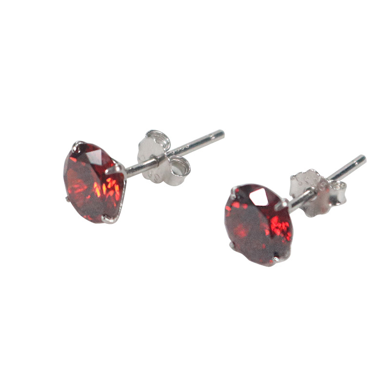 Sterling Silver Four Prong Zirconia Stud Earrings European Style_voghion.com