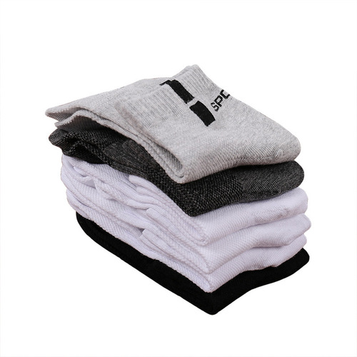 Men's cotton socks letter mid-calf socks fashionable sports breathable sweat-absorbent six-color mid-calf men's socks manufacturer wholesale cross-border