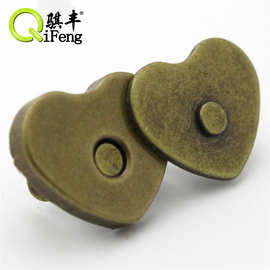 骐箱包五金心形磁扣配件 薄挂镀磁铁扣14x2 18x2多规花色磁钮