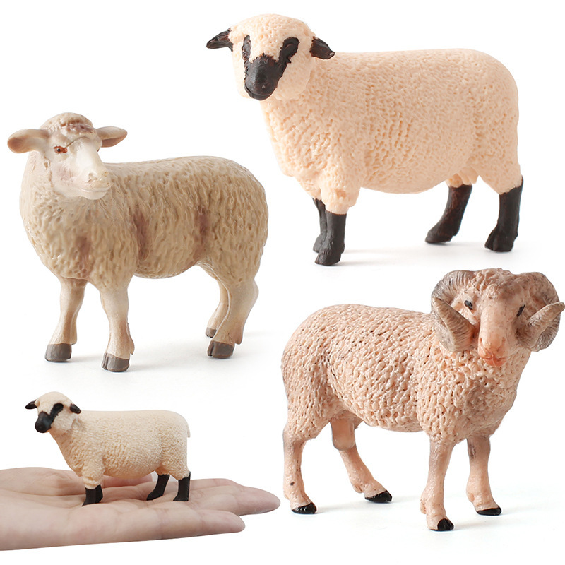 Simulation Plastic Sheep Animal Model Corner Sheep Merino Children's Cognitive Animal Model Ornament Toys