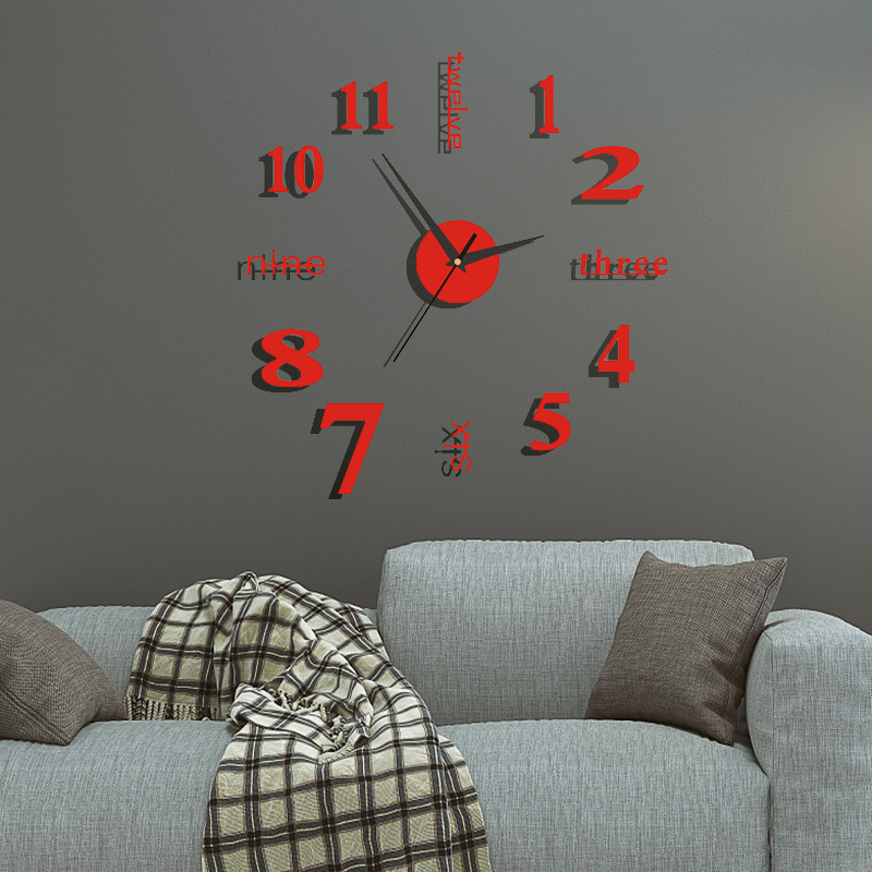 De estilo europeo salón dormitorio mudo reloj ponche-libre simple Inglés reloj hogar creativo DIY etiqueta de la pared Reloj de pared